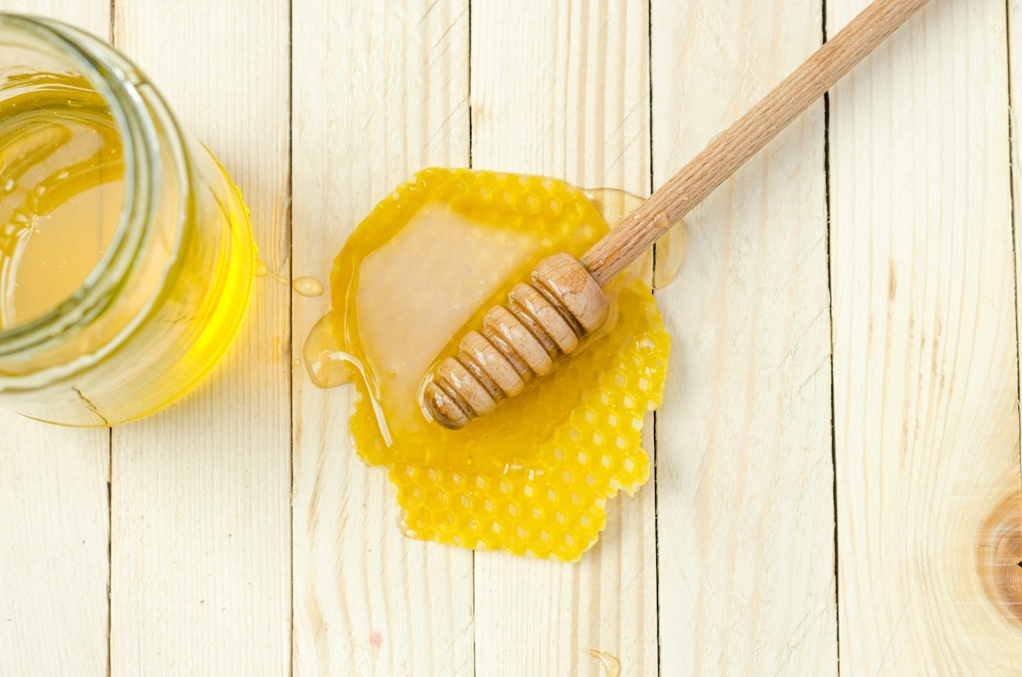 Honey and meadmaking ingredients arranged on a work surface